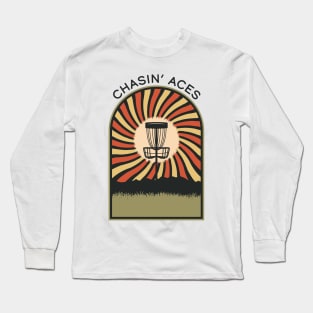 Chasin' Aces | Disc Golf Vintage Retro Arch Mountains Long Sleeve T-Shirt